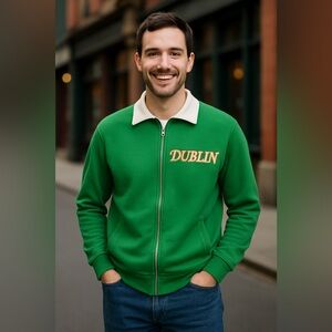 Blue Marlin Dublin Ireland Green Zip Hoodie XL Full Zip Sweatshirt
